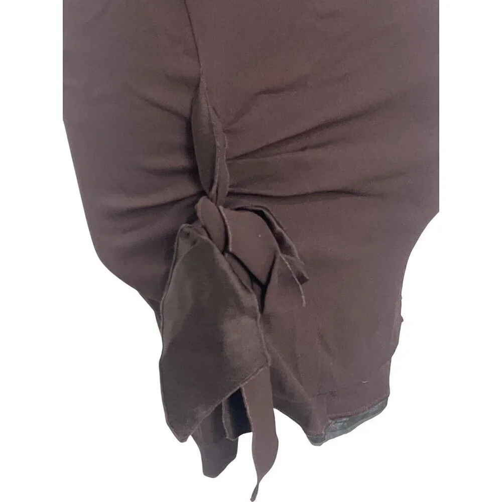 Blumarine Tie Mini Skirt in Testa Di Moro Brown 36 New Womens Ruffle Mini